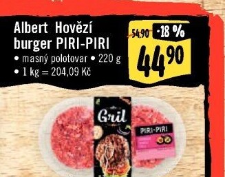 Hovězí burger Piri-Piri Albert Gril