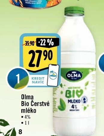 Mléko čerstvé Bio Olma - 4% plnotučné