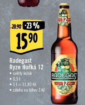 Pivo světlý ležák 12° Ryze hořká Radegast