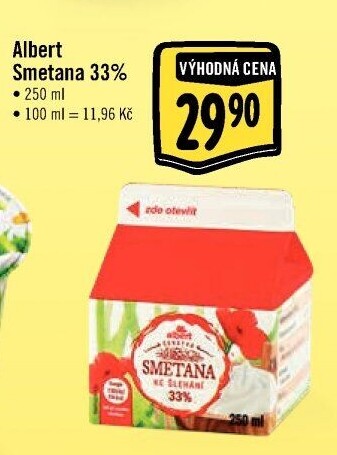 Smetana ke šlehání 33% Albert