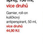 Garnier, roll-on kuličkový antiperspirant, 50 ml, více druhů