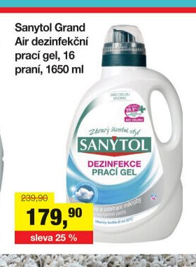 Sanytol Grand Air dezinfekční prací gel, 16 praní, 1650 ml