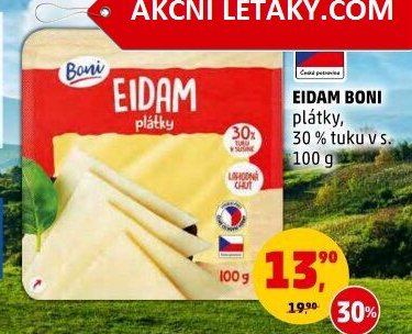 EIDAM BONI plátky, 30 % tuku v s., 100 g