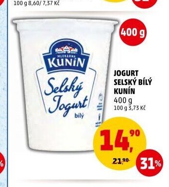 Jogurt selský bílý Kunín