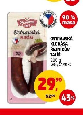 OSTRAVSKÁ KLOBÁSA ŘEZNÍKŮV TALÍŘ