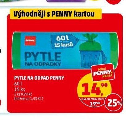 PYTLE NA ODPAD PENNY 60 l 15 ks