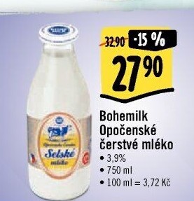 Mléko čerstvé selské Bohemilk - 3,9% plnotučné