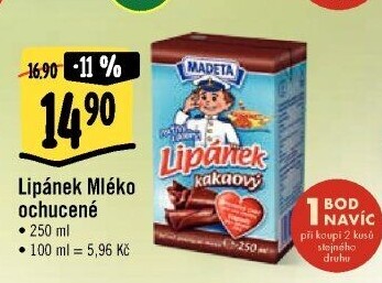Nápoj mléko ochucené Lipánek Madeta