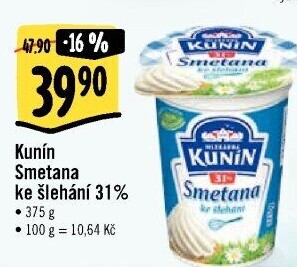 Smetana ke šlehání Kunín 31%