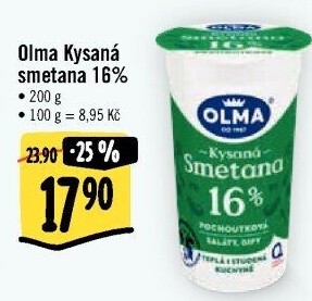 Smetana zakysaná Olma 16%