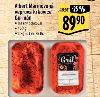 Vepřová krkovice marinovaná bez kosti Gurmán Albert Gril