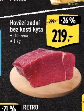 Hovězí zadní bez kosti kýta