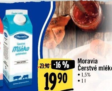 Mléko čerstvé Moravia - 1,5% polotučné