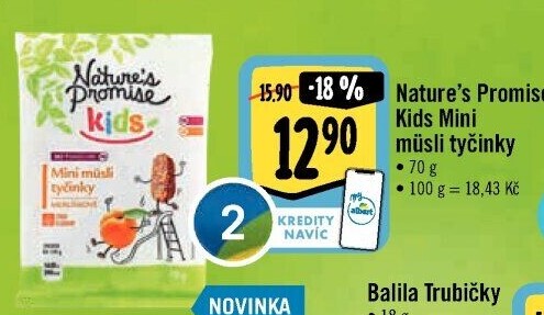 Müsli tyčinky mini pro děti Nature'