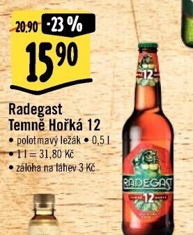 Pivo polotmavý ležák 12° Temně hořký Radegast