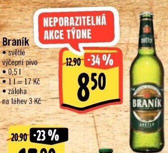 Pivo světlé výčepní 10° Braník