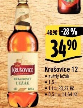 Pivo světlý ležák Královská 12° Krušovice
