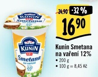 Smetana na vaření Kunín 12%