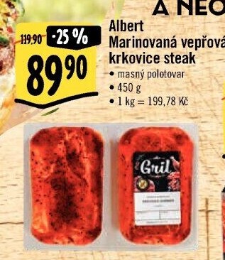 Vepřová krkovice marinovaná bez kosti Gurmán Albert Gril