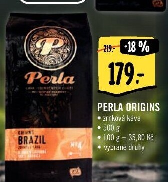 Zrnkové kávy Origins AH Perla