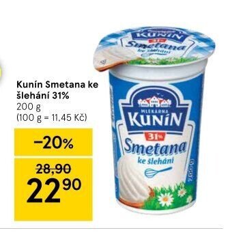 Kunín Smetana ke šlehání 31%