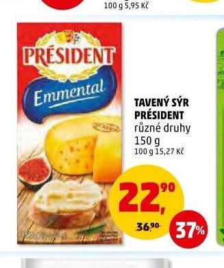 TAVENÝ SÝR PRÉSIDENT různé druhy 150 g