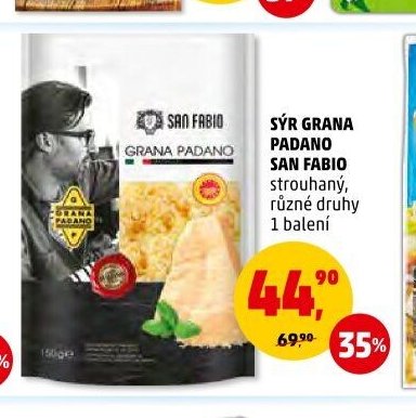 SÝR GRANA PADANO SAN FABIO strouhaný, různé druhy 1 balení