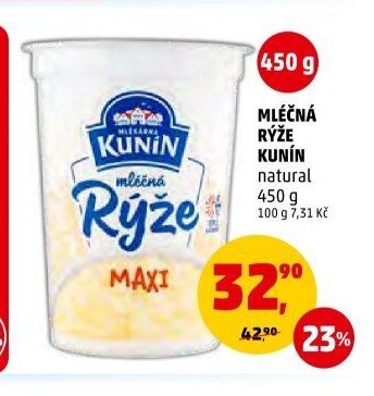 Mléčná rýže Kunín natural