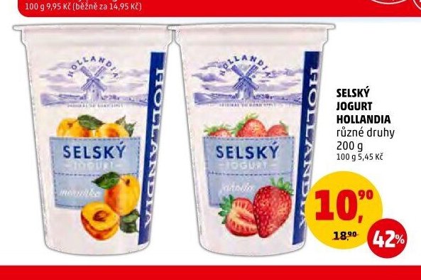 Selský jogurt Hollandia různé druhy
