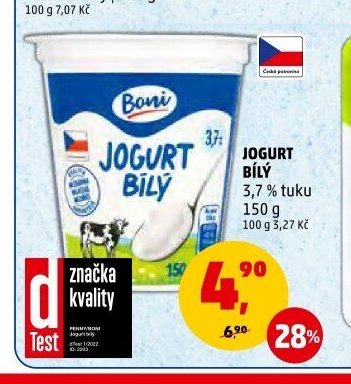 Jogurt bílý Boni