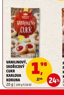 Vanilinový, skořicový cukr Karlova Koruna