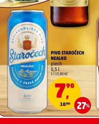Pivo Staročech nealko plech