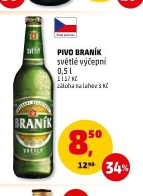 Pivo Braník světlé výčepní
