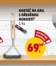 KARTÁČ NA GRIL S DŘEVĚNOU RUKOJETÍ