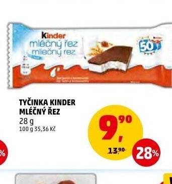 Tyčinka Kinder Mléčný řez
