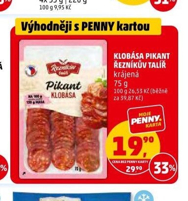 Klobása pikant Řezníkův talíř krájená