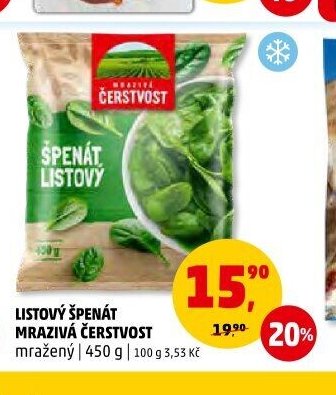 Listový špenát mrazivý Čerstvost
