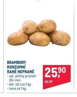 BRAMBORY KONZUMNÍ RANÉ NEPRANÉ