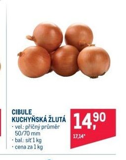 CIBULE KUCHYŇSKÁ ŽLUTÁ