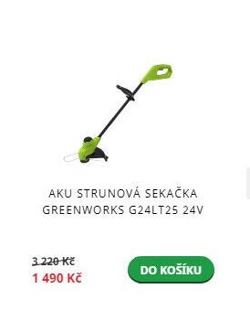 Aku strunová sekačka Greenworks G24LT25 24V - Mountfield akcniletaky.com