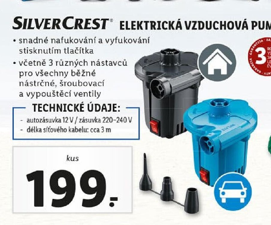 Silvercrest elektrická vzduchová pumpa