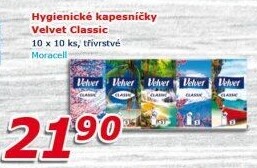 Kapesníčky papírové 3vrstvé Velvet
