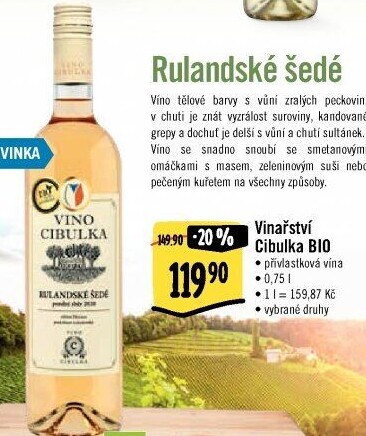 Vína bio Víno Cibulka - přívlastková