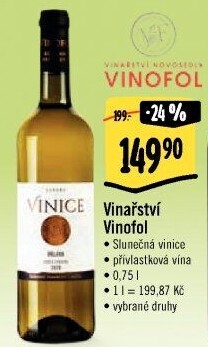 Vína Slunečná vinice Vinofol - přívlastkové