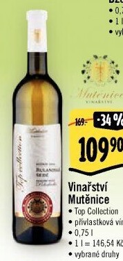 Vína Top Collection Vinařství Mutěnice - přívlastková