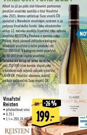 Vína Vinařství Reisten - přívlastková