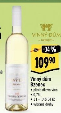Vína Vinařství Vinný dům Bzenec - přívlastková