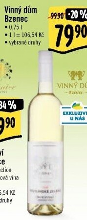 Vína Vinařství Vinný dům Bzenec