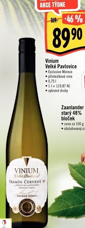 Vína Vinium Exclusive Morava Velké Pavlovice - pozdní sběr