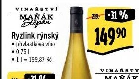 Víno Ryzlink rýnský Sommelier Collection - přívlastkové